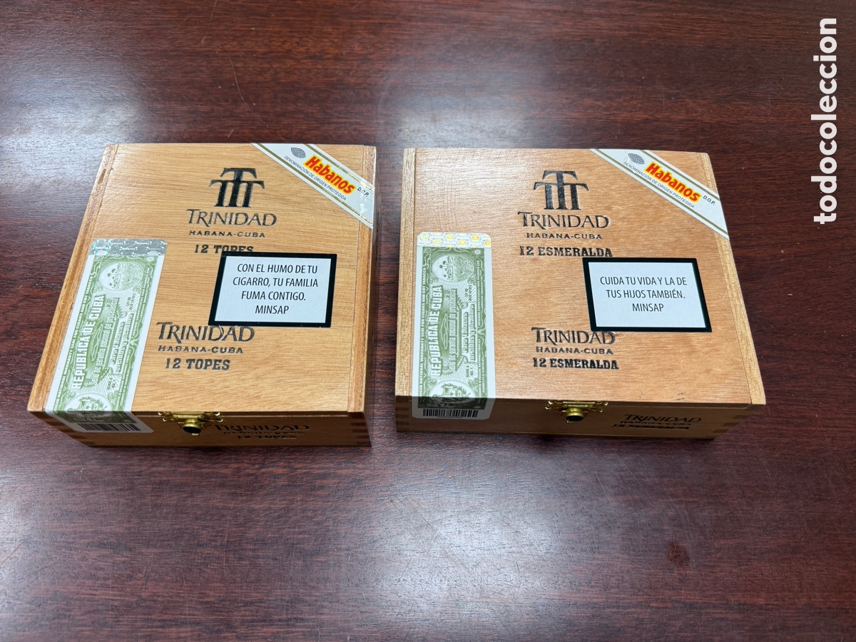Cajas y cajitas met&aacute;licas: Trinidad Topes & Trinidad Esmeralda boxes. Habanos. Cuba