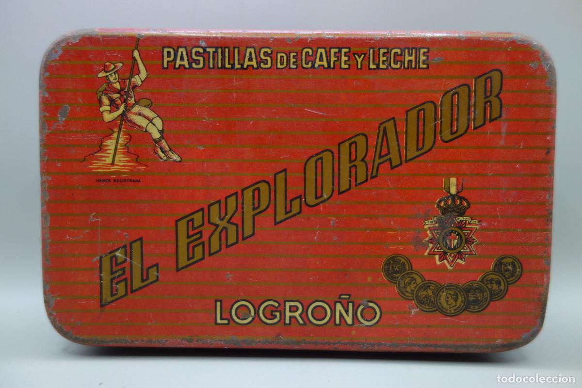 Cajas y cajitas met&aacute;licas: CAJA METALICA PASTILLAS DE CAFE Y LECHE EL EXPLORADOR LOGRO&Ntilde;O