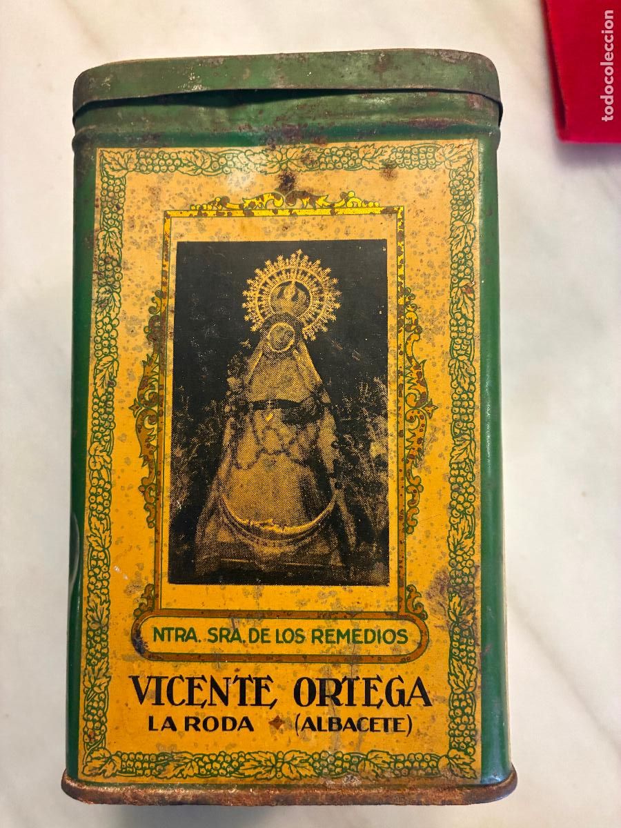 Cajas y cajitas met&aacute;licas: La Roda de Albacete caja fabrica de pajuelas de azufre blanco de Espa&ntilde;a Virgen de Los Remedios