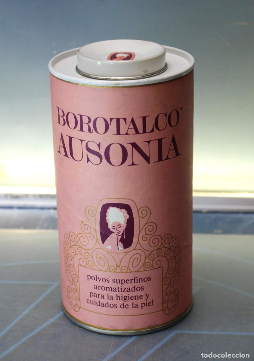 Cajas y cajitas met&aacute;licas: Bote polvos de talco Ausonia, borotalco, tama&ntilde;o gigante.