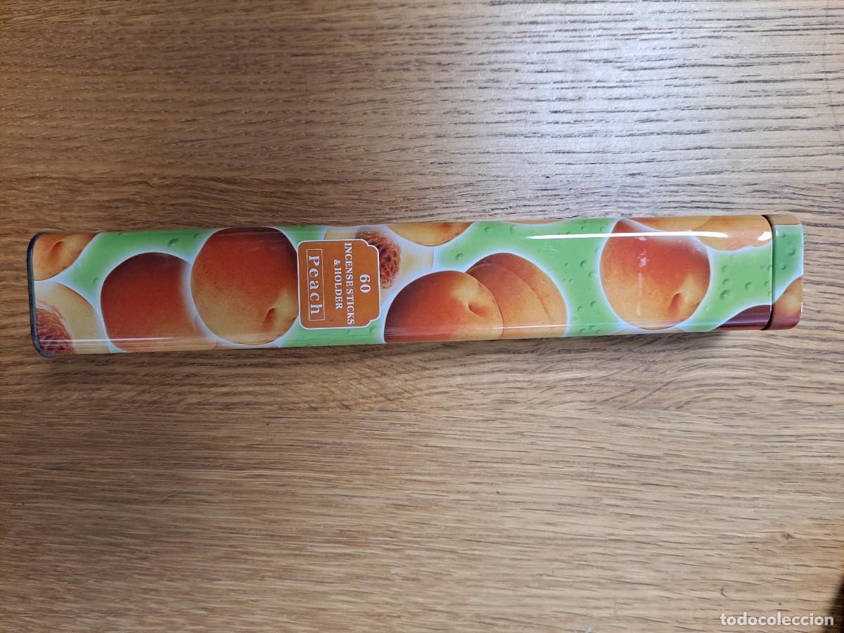 Cajas y cajitas met&aacute;licas: Bote lata para guardar incienso / 60 inciense sticks & holder / Peach