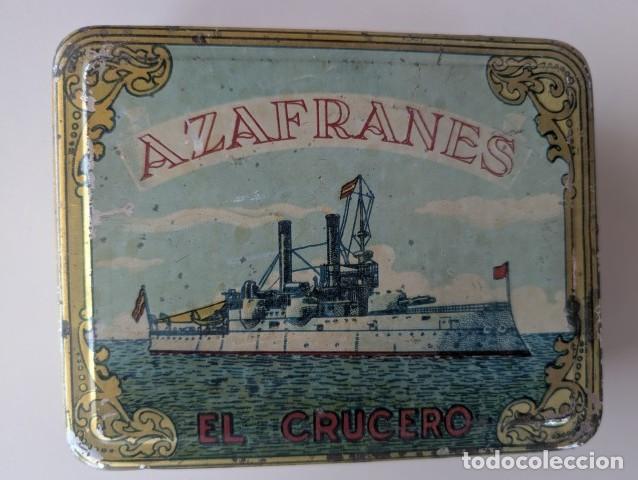 Cajas y cajitas met&aacute;licas: LATA A&Ntilde;OS 20 DE AZAFRANES EL CRUCERO - POCO FRECUENTE