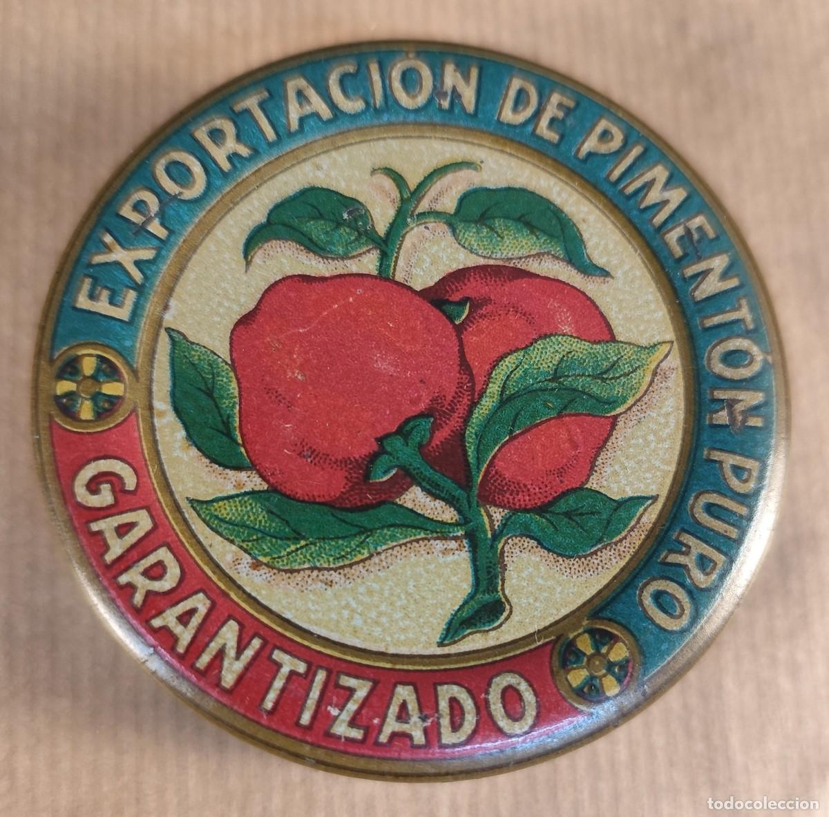 Cajas y cajitas met&aacute;licas: Caja met&aacute;lica &ldquo;Exportaci&oacute;n de Piment&oacute;n Puro Garantizado&rdquo;