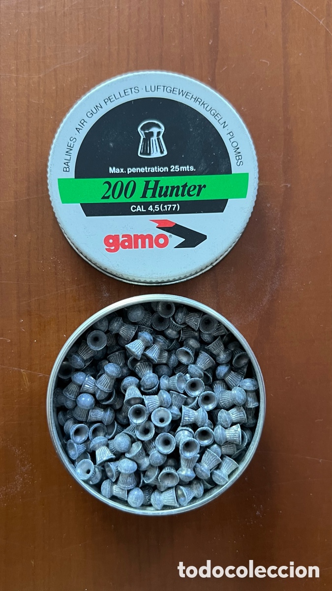 Cajas y cajitas met&aacute;licas: ANTIGUA CAJA DE PERDIGONES GAMO 200 HUNTER