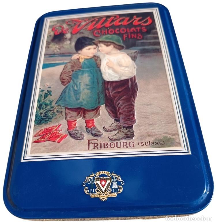 Cajas y cajitas met&aacute;licas: Bo&icirc;te M&eacute;tallique rectangulaire Chocolats Fins De Villars Fribourg Suisse Enfants