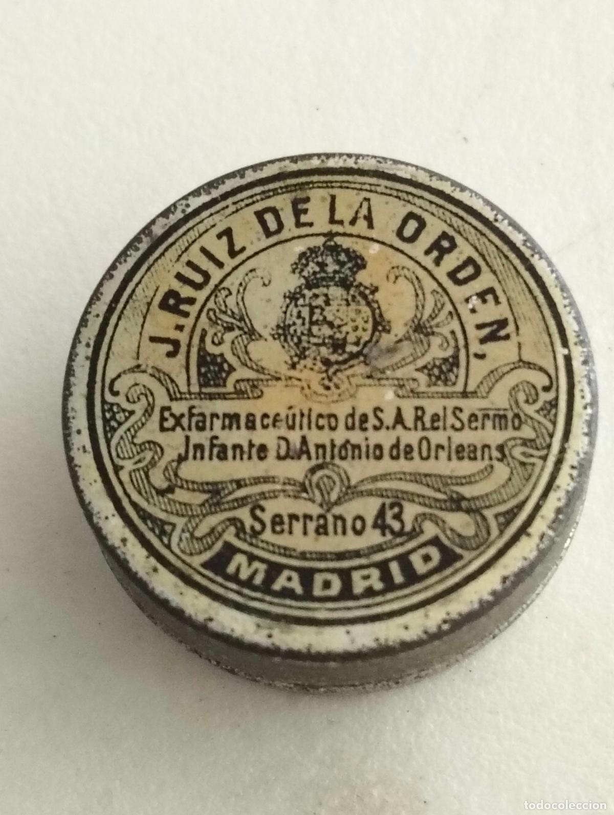 Cajas y cajitas met&aacute;licas: ANTIGUA CAJA FARMACIA LITOGRAFIADA, J. RUIZ DE LA ORDEN, MADRID, MEDIDAS 25 X 18 MM