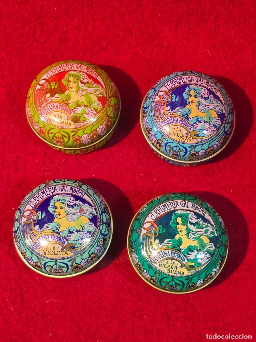 Cajas y cajitas met&aacute;licas: Lote 4 cajitas PERFUMERIA GAL MADRID