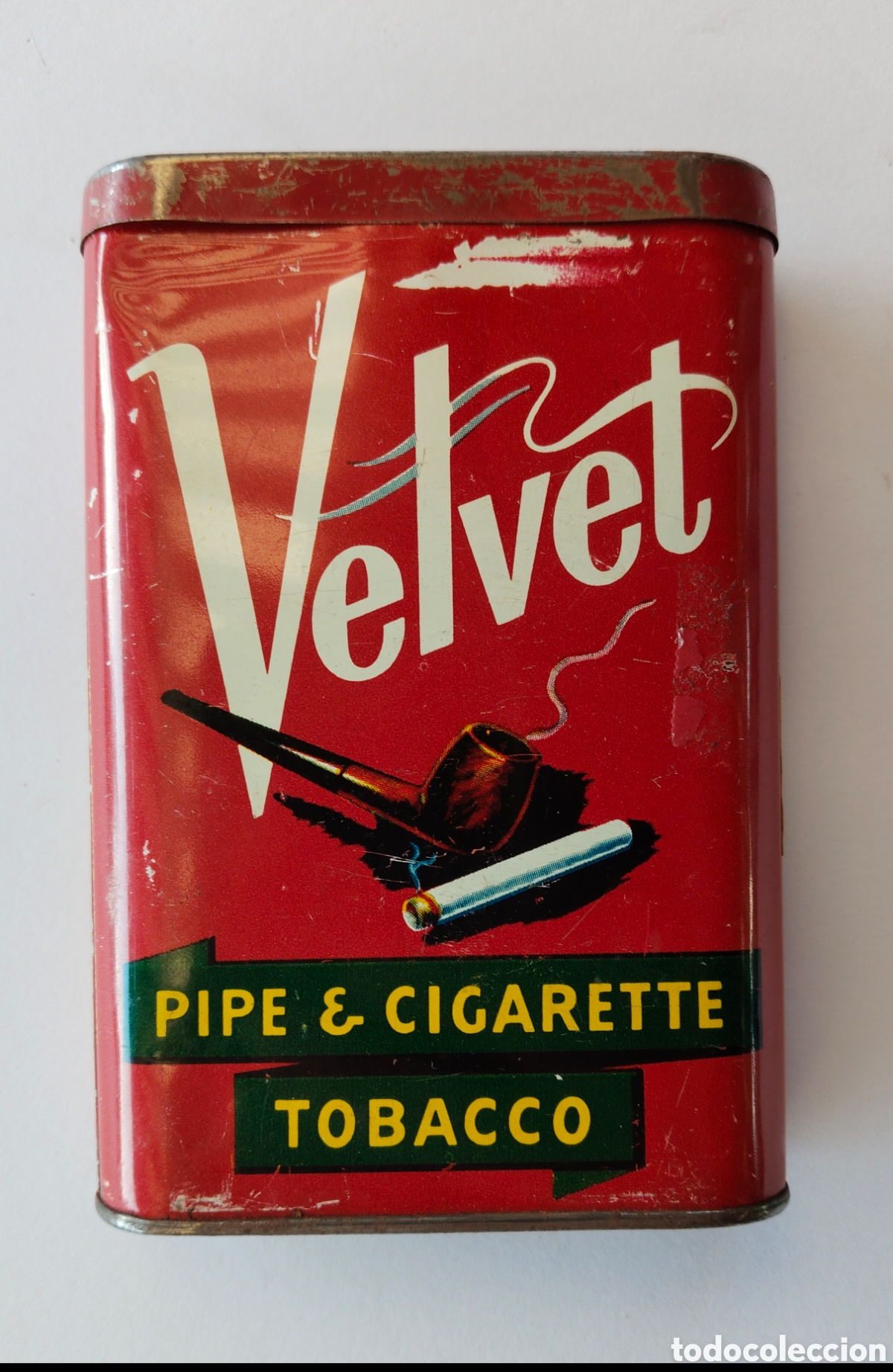 Cajas y cajitas met&aacute;licas: ANTIGUA Y PRECIOSA CAJA METALICA LITOGRAFIADA AMERICANA - VELVET PICADURA DE TABACO PARA PIPA DE FUM