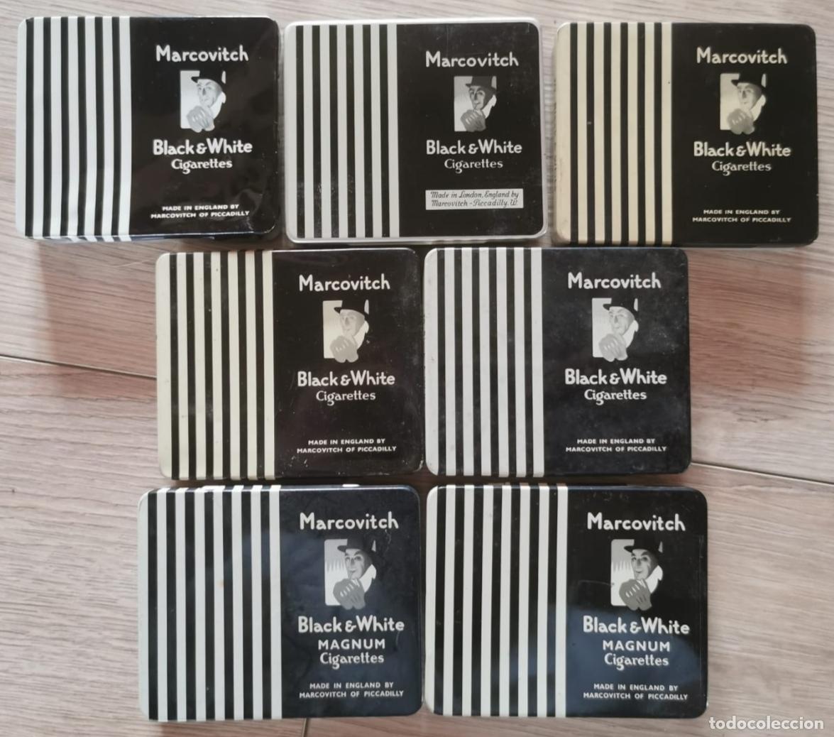 Cajas y cajitas met&aacute;licas: 7 CAJITAS METALICAS TABACO CIGARRILLOS MARCOVITCH BLACK & WHITE