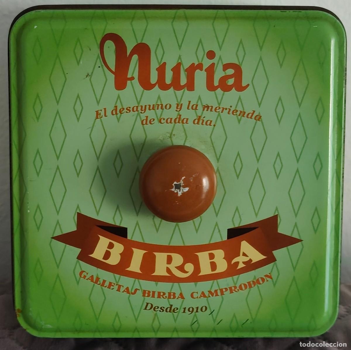 Cajas y cajitas met&aacute;licas: CAJA MET&Aacute;LICA VAC&Iacute;A DE GALLETAS BIRBA NURIA &middot; Camprodon, Girona &middot; Medidas aproximadas: 15 x 13 cm.