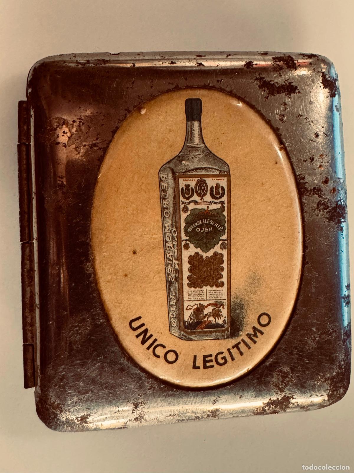 Cajas y cajitas met&aacute;licas: PEDRO MORALES HIJO - PITILLERO ANTIGUO METALICO - BOTELLA OJEN -VER FOTOS