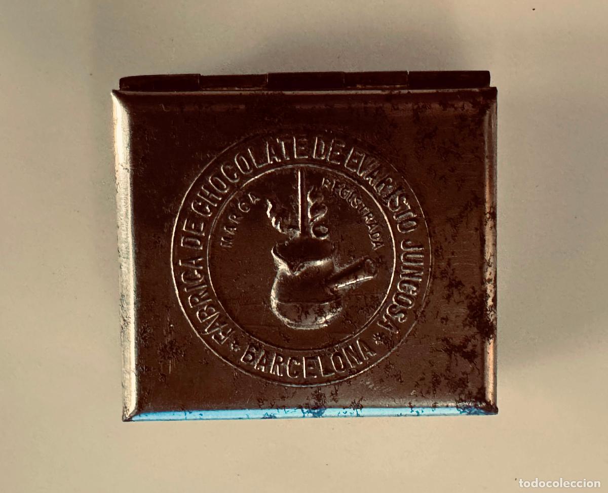Cajas y cajitas met&aacute;licas: CHOCOLATE JUNCOSA - CAJITA ANTIGUA METALICA -VER FOTOS