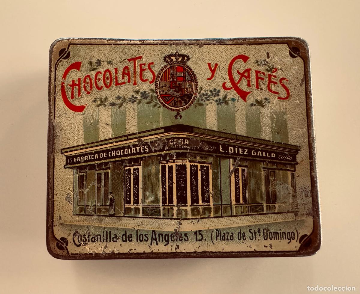 Cajas y cajitas met&aacute;licas: CHOCOLATES Y CAF&Eacute; DIEZ GALLO (PLAZA STO DOMINGO) - CAJITA ANTIGUA DE CHAPA -VER FOTOS
