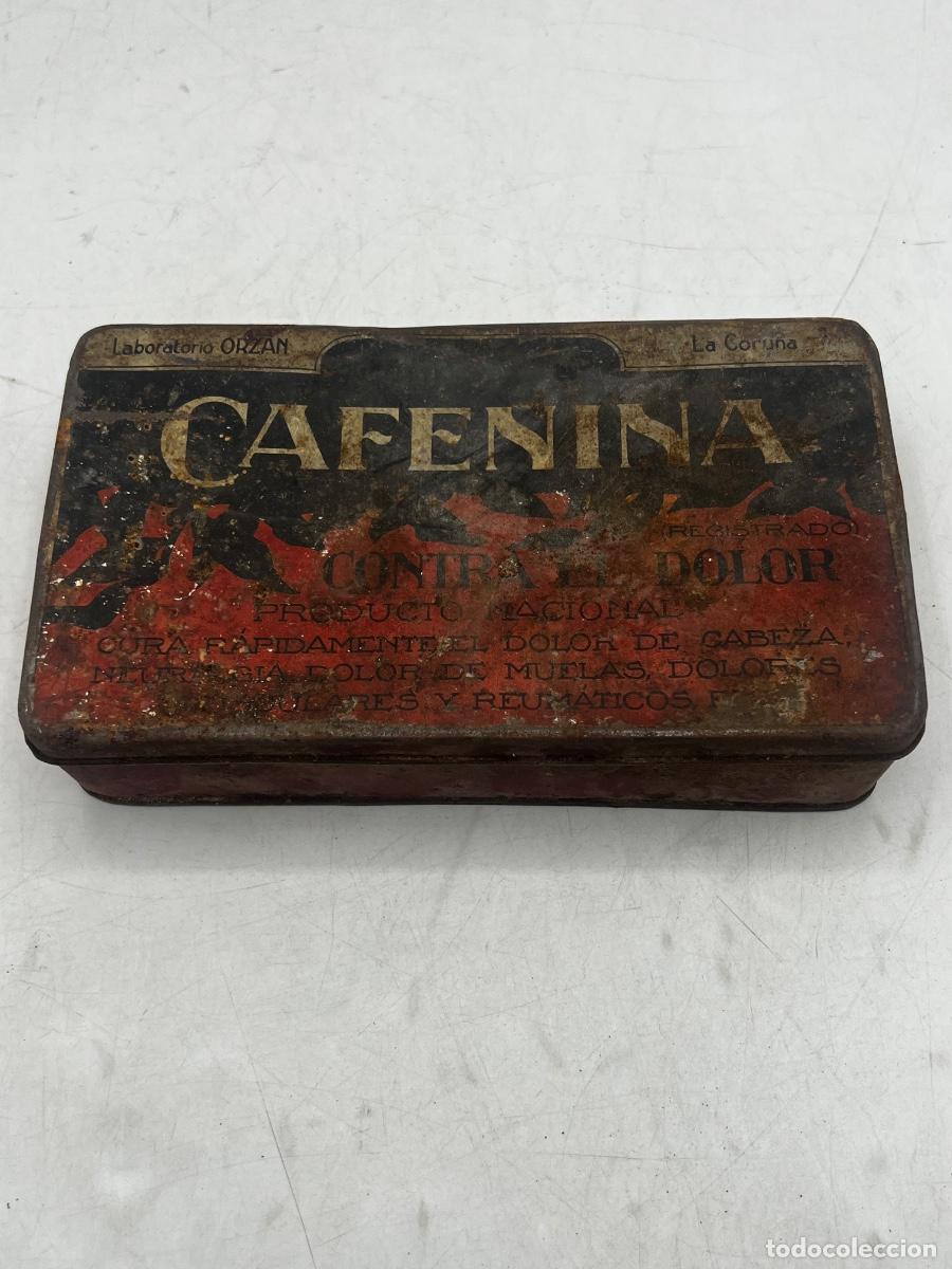 Cajas y cajitas met&aacute;licas: CAJA MET&Aacute;LICA. CAFENINA. CONTRA EL DOLOR. LABORATORIO ORZAN. LA CORU&Ntilde;A.