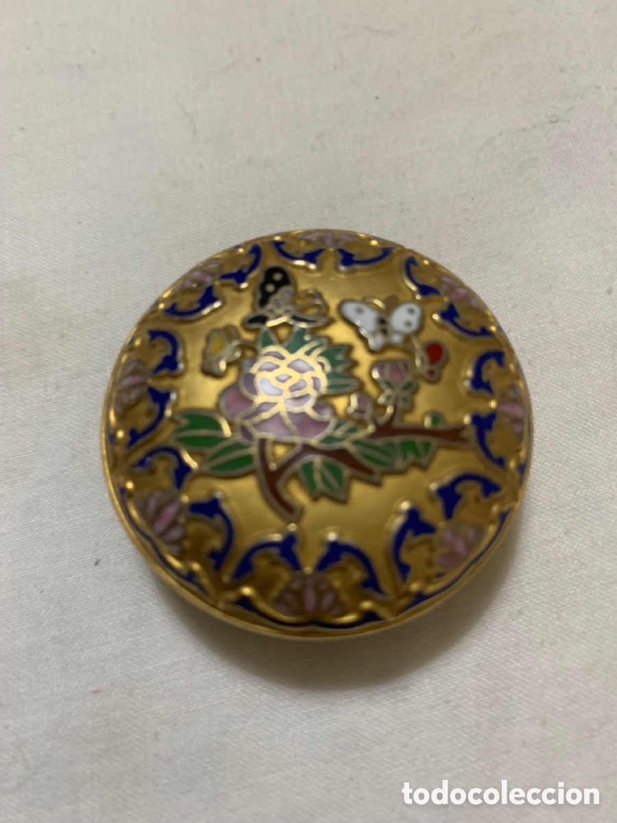 Cajas y cajitas met&aacute;licas: Cajita joyero esmalte cloisonn&eacute; redonda