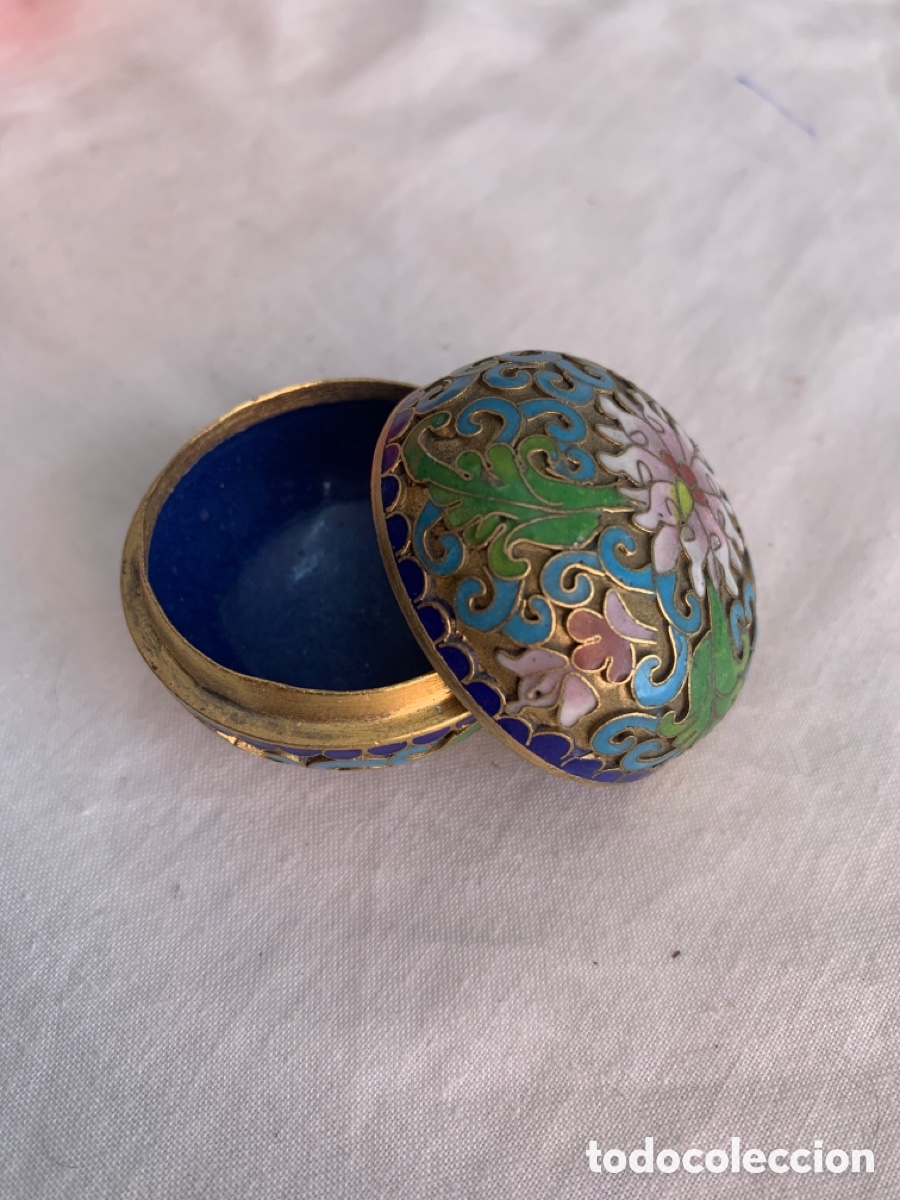 Cajas y cajitas met&aacute;licas: Caja Esmalte Cloisonn&eacute; peque&ntilde;a antigua