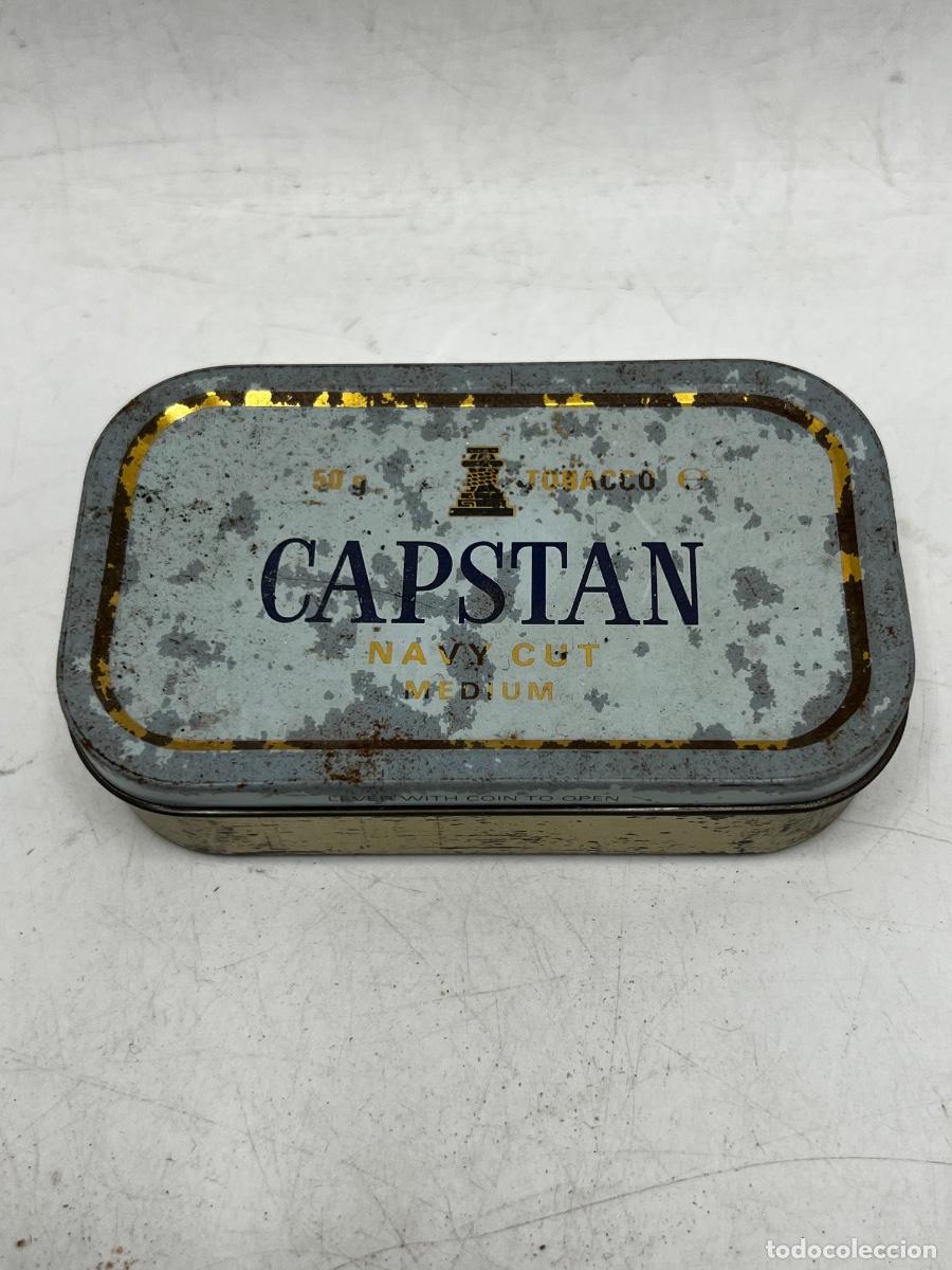 Cajas y cajitas met&aacute;licas: CAJA MET&Aacute;LICA. CAPSTAN. NAVY CUT M&Eacute;DIUM. TOBACCO. VAC&Iacute;A. 9,5 x 6 CENT&Iacute;METROS.