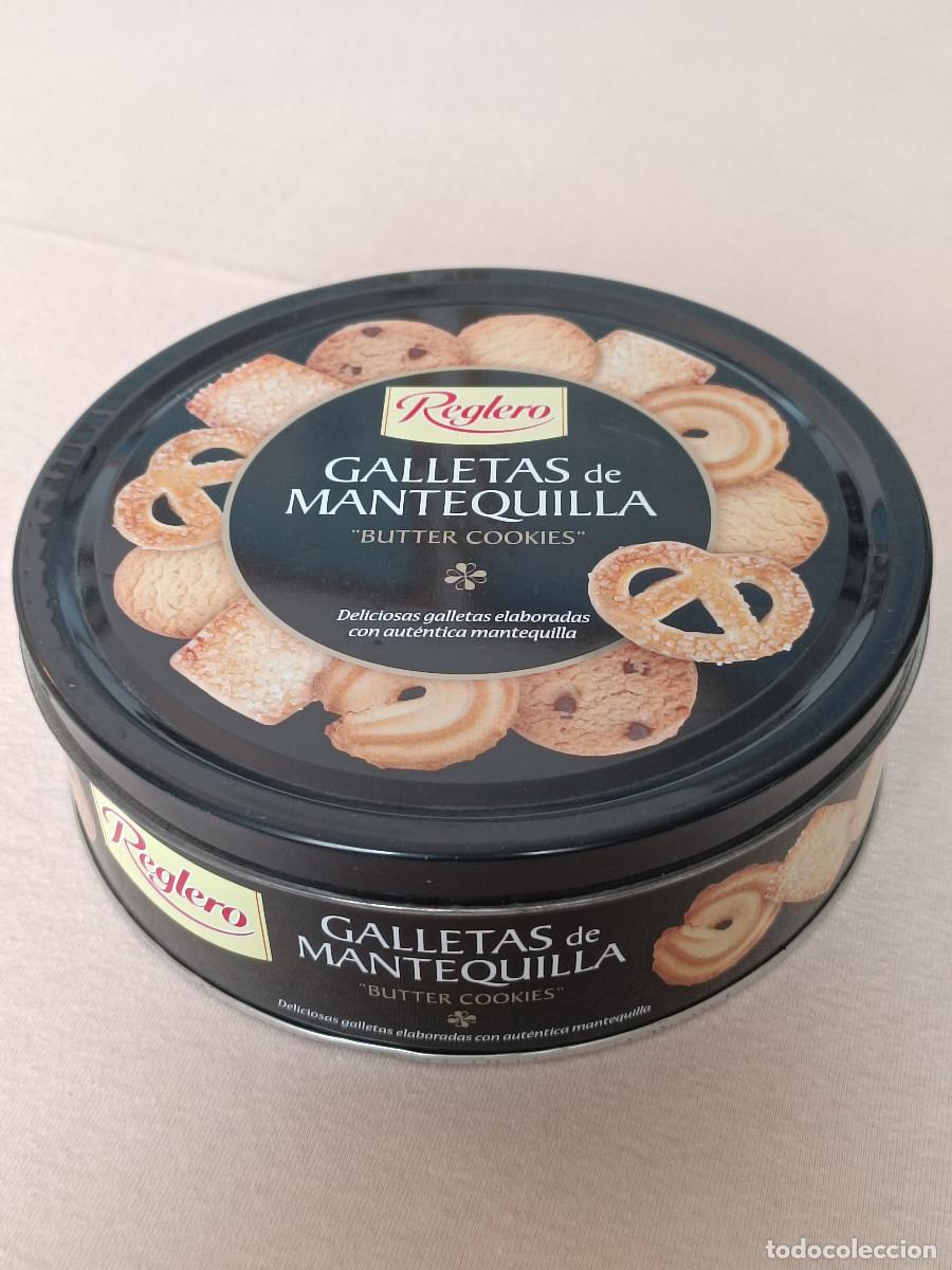 Caixas e caixinhas met&aacute;licas: Caja de lata Galletas de mantequilla 'Reglero'. VAC&Iacute;A. Excelente estado.