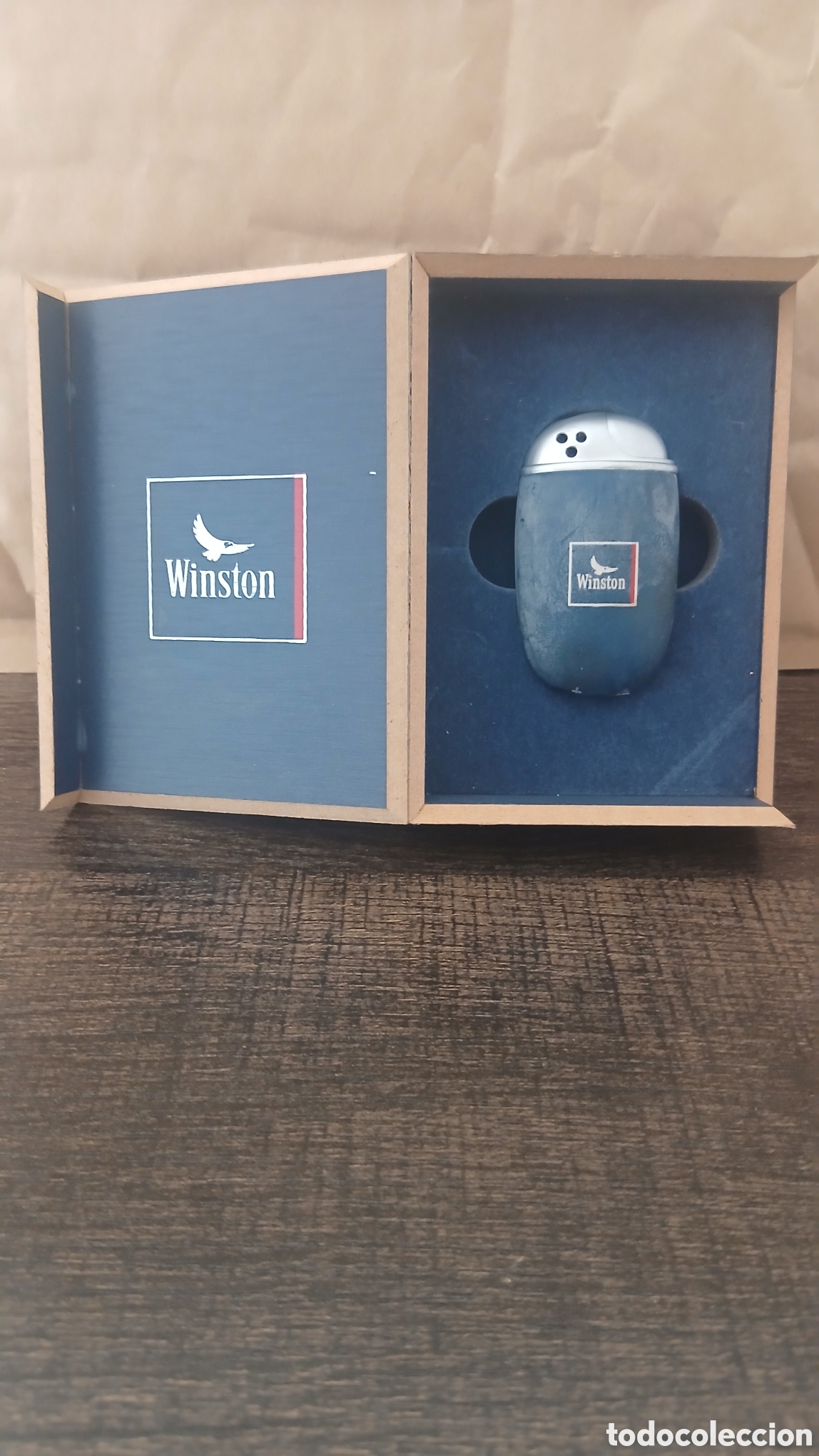 Cajas y cajitas met&aacute;licas: MECHERO WINSTON DE COLECCI&Oacute;N EN CAJA DE MADERA - Foto 2