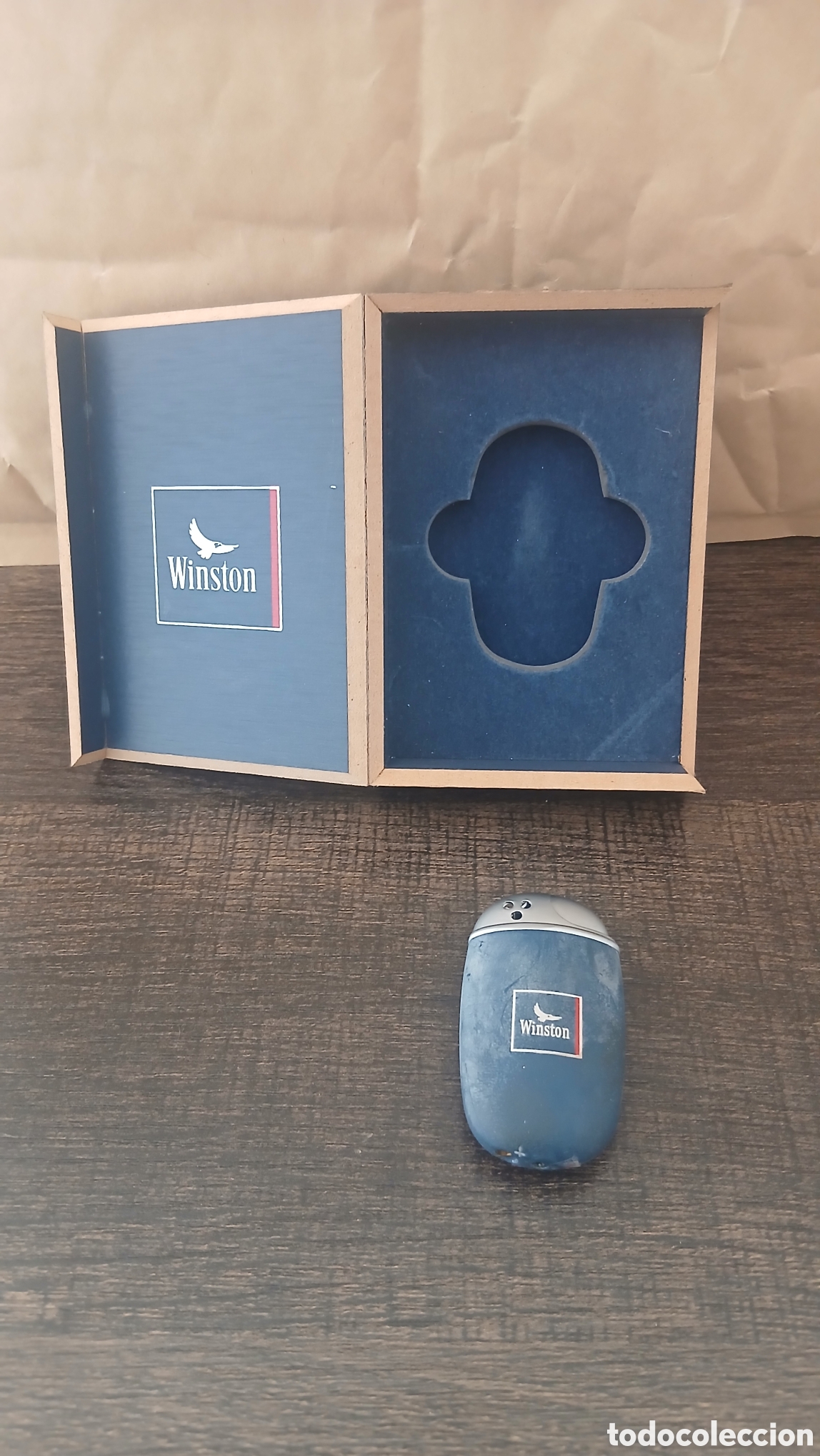 Cajas y cajitas met&aacute;licas: MECHERO WINSTON DE COLECCI&Oacute;N EN CAJA DE MADERA - Foto 4