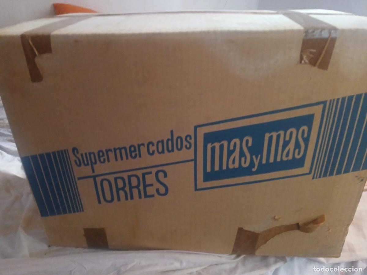 Cajas y cajitas met&aacute;licas: Antigua caja de cart&oacute;n supermercado torres mas y mas de San Gregorio telde a&ntilde;os 80.tama&ntilde;o 70x40 ctm