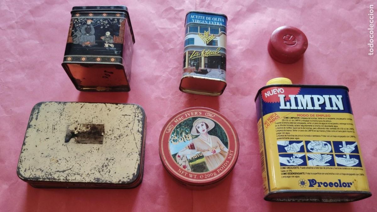 Cajas y cajitas met&aacute;licas: LOTE DE 6 CAJAS Y LATAS METALICAS.