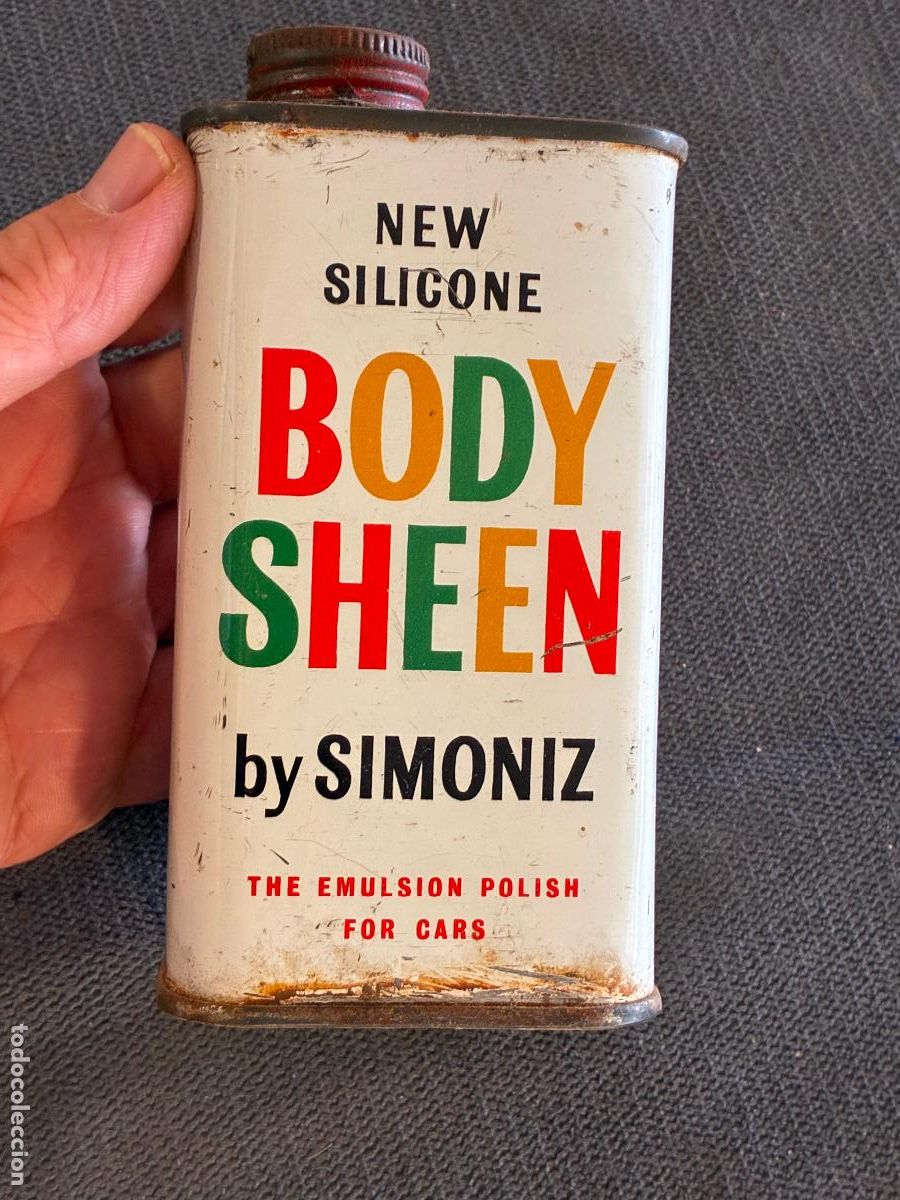 Cajas y cajitas met&aacute;licas: Lata antigua de chapa inglesa Simoniz Body Sheen silicona para embellecer coches mide 14x7x4,5