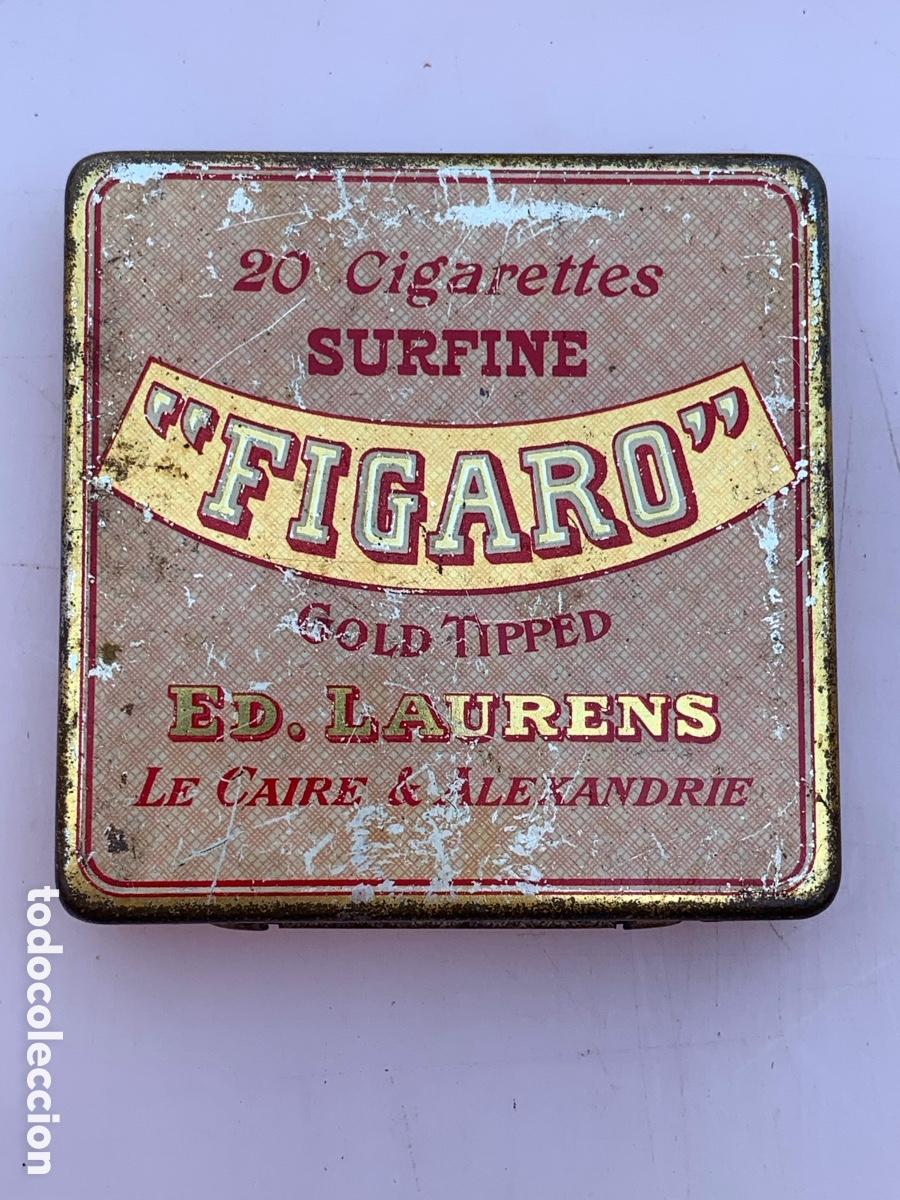 Cajas y cajitas met&aacute;licas: ANTIGUA CAJA METAL TABACO ED. LAURENS. CIGARROS FIGARO. EL CAIRO EGIPTO