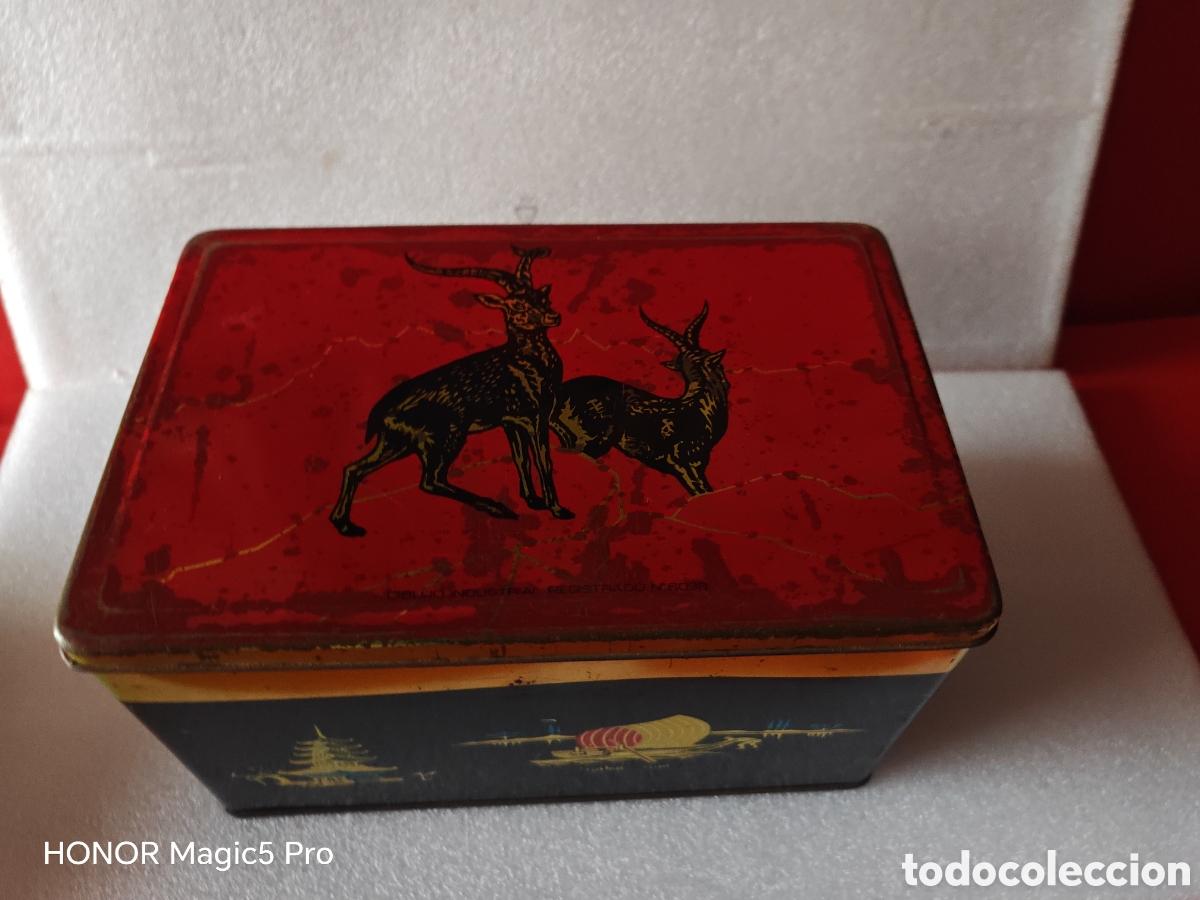 Cajas y cajitas met&aacute;licas: Antigua caja met&aacute;lica polluelos&rdquo;de azafr&aacute;n, especias, te, colorante alimentario (Novelda)
