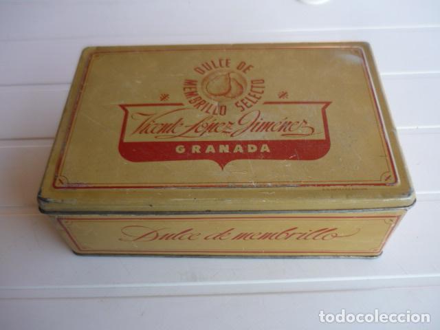 Cajas y cajitas met&aacute;licas: CAJA LATA LITOGRAFIADA DULCE DE MEMBRILLO VICENTE L&Oacute;PEZ GIM&Eacute;NEZ GRANADA