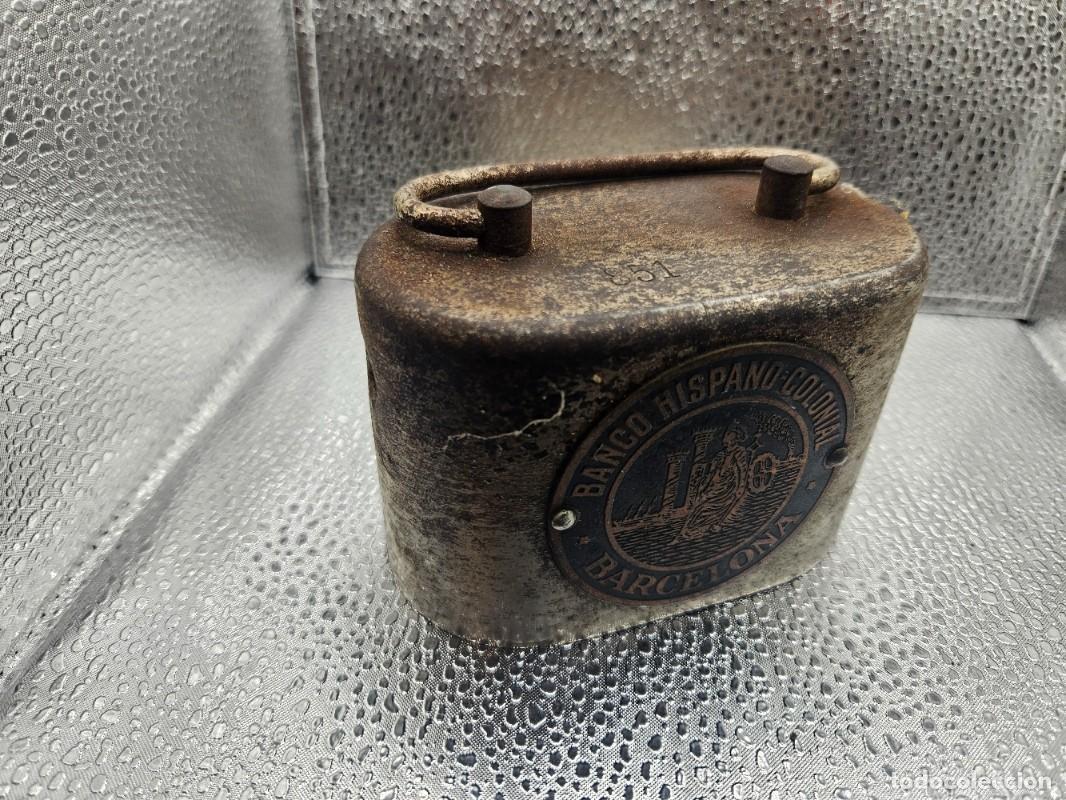 Cajas y cajitas met&aacute;licas: CAJITA DE AHORRO BANCO HISPANO COLONIAL BARCELONA
