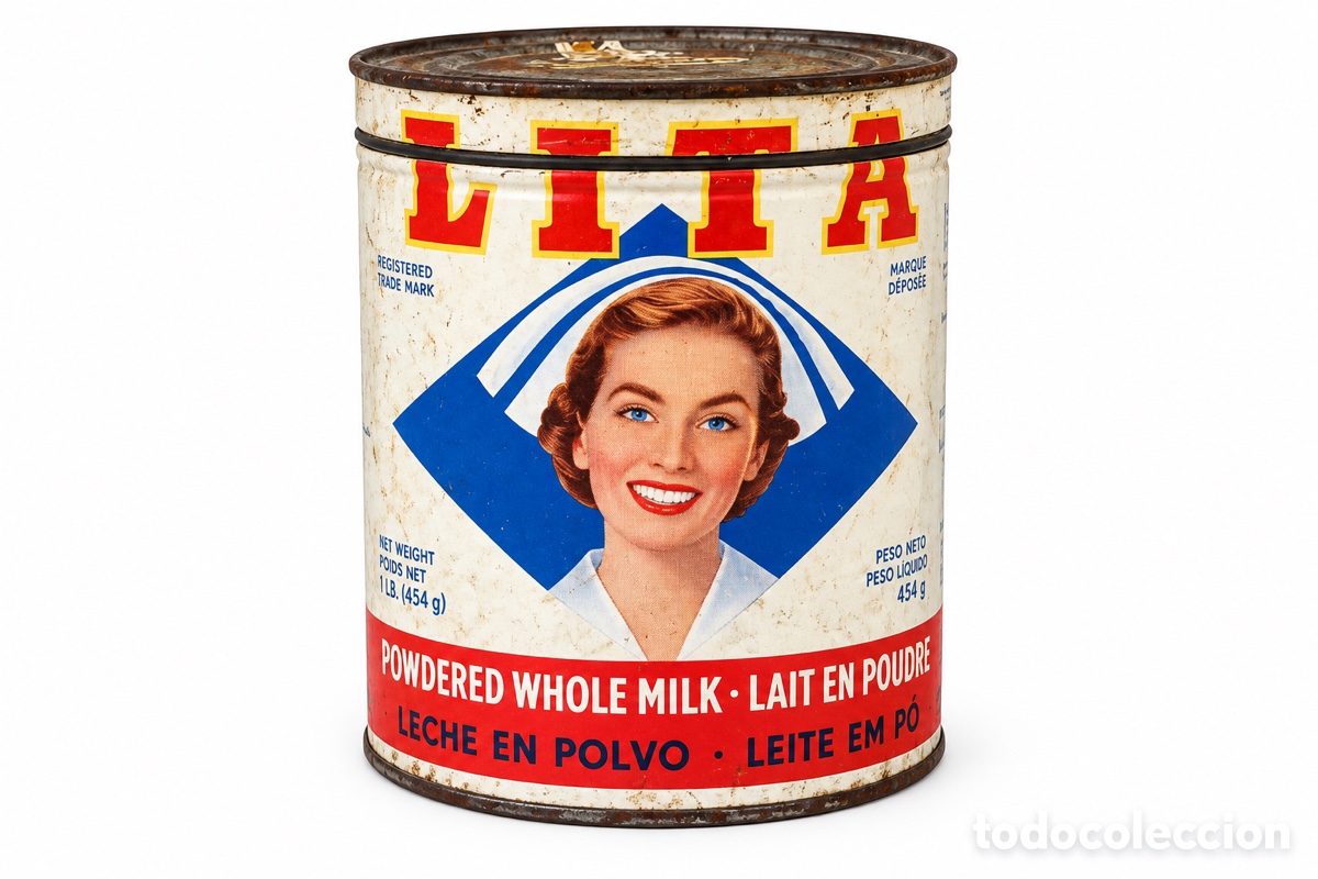 Cajas y cajitas met&aacute;licas: Lata de leche Lita 454 la Canad&aacute; 1950&rsquo;s