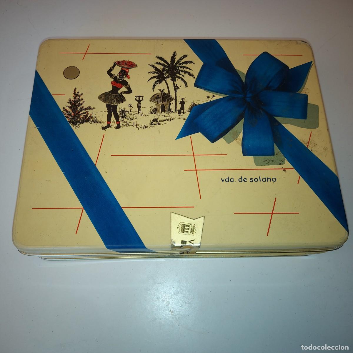 Cajas y cajitas met&aacute;licas: CAJA DE LATA LITOGRAFIADA DE VIUDA DE SOLANO. LOGRO&Ntilde;O. CASA FUNDADA EN 1830. 17 x 11 x 4 cm.