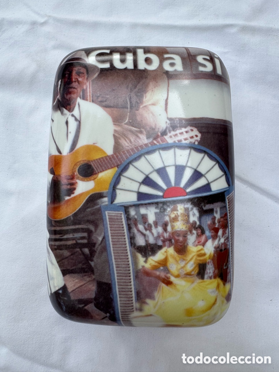 Cajas y cajitas met&aacute;licas: Caja joyero porcelana SPAL Portugal tem&aacute;tica Cuba siglo XX