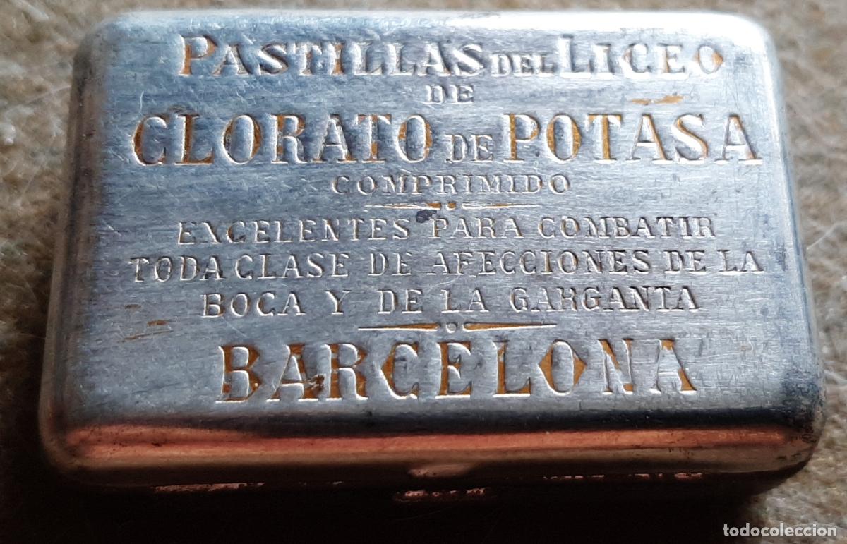 Cajas y cajitas met&aacute;licas: CAJA CAJITA METALICA - PASTILLAS DEL LICEO DE CLORATO DE POTASA - BARCELONA