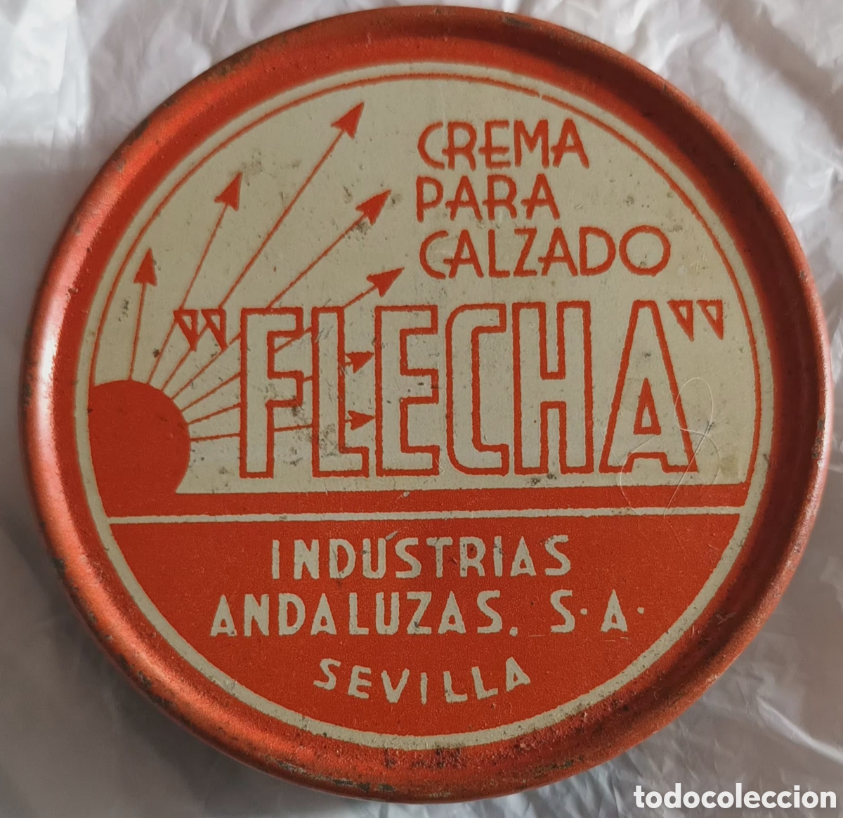Cajas y cajitas met&aacute;licas: CAJA CREMA PARA CALZADO FLECHA. SEVILLA