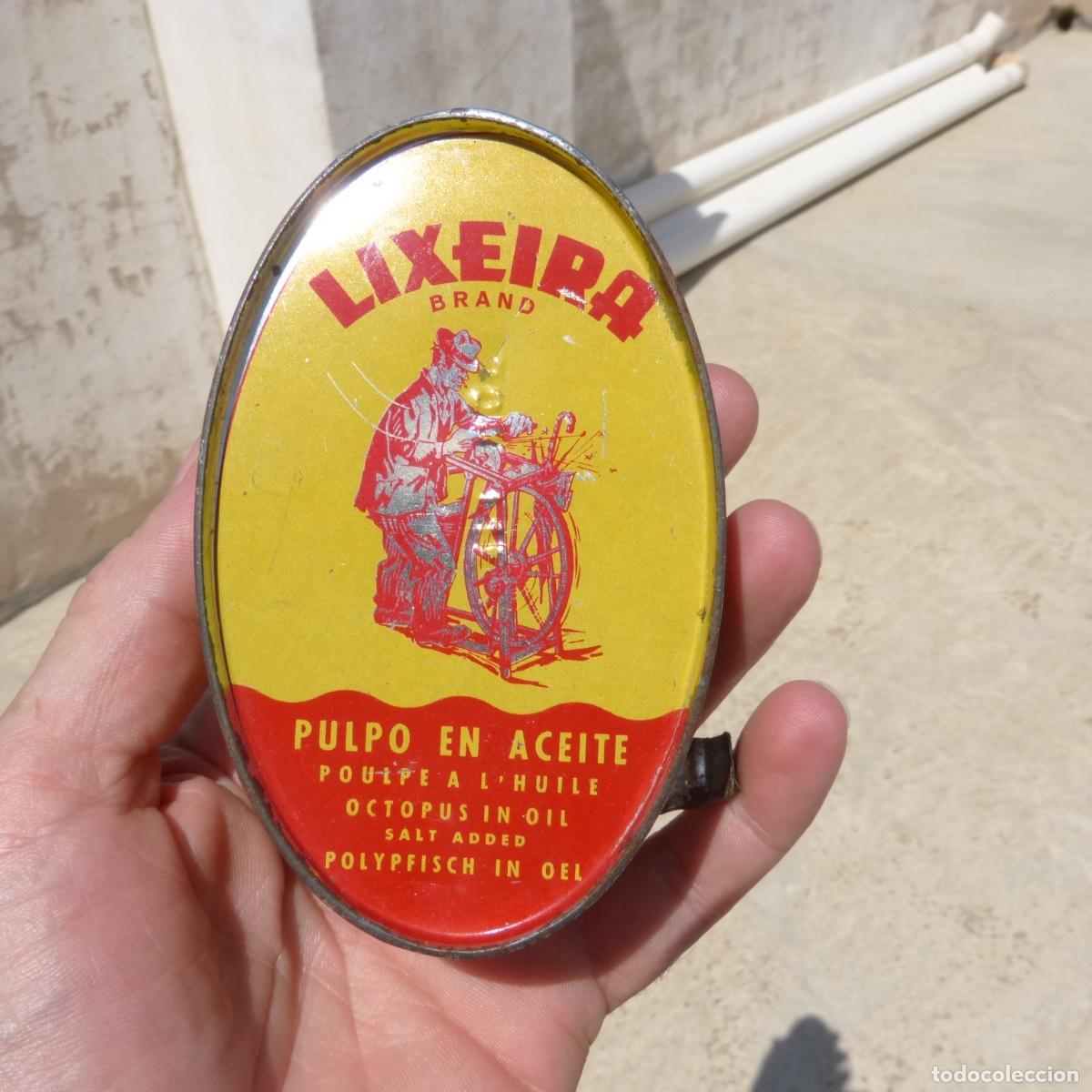 Cajas y cajitas met&aacute;licas: Antigua lata de conservas Lixeira, pulpo en aceite, conservera celta s.a, La coru&ntilde;a,