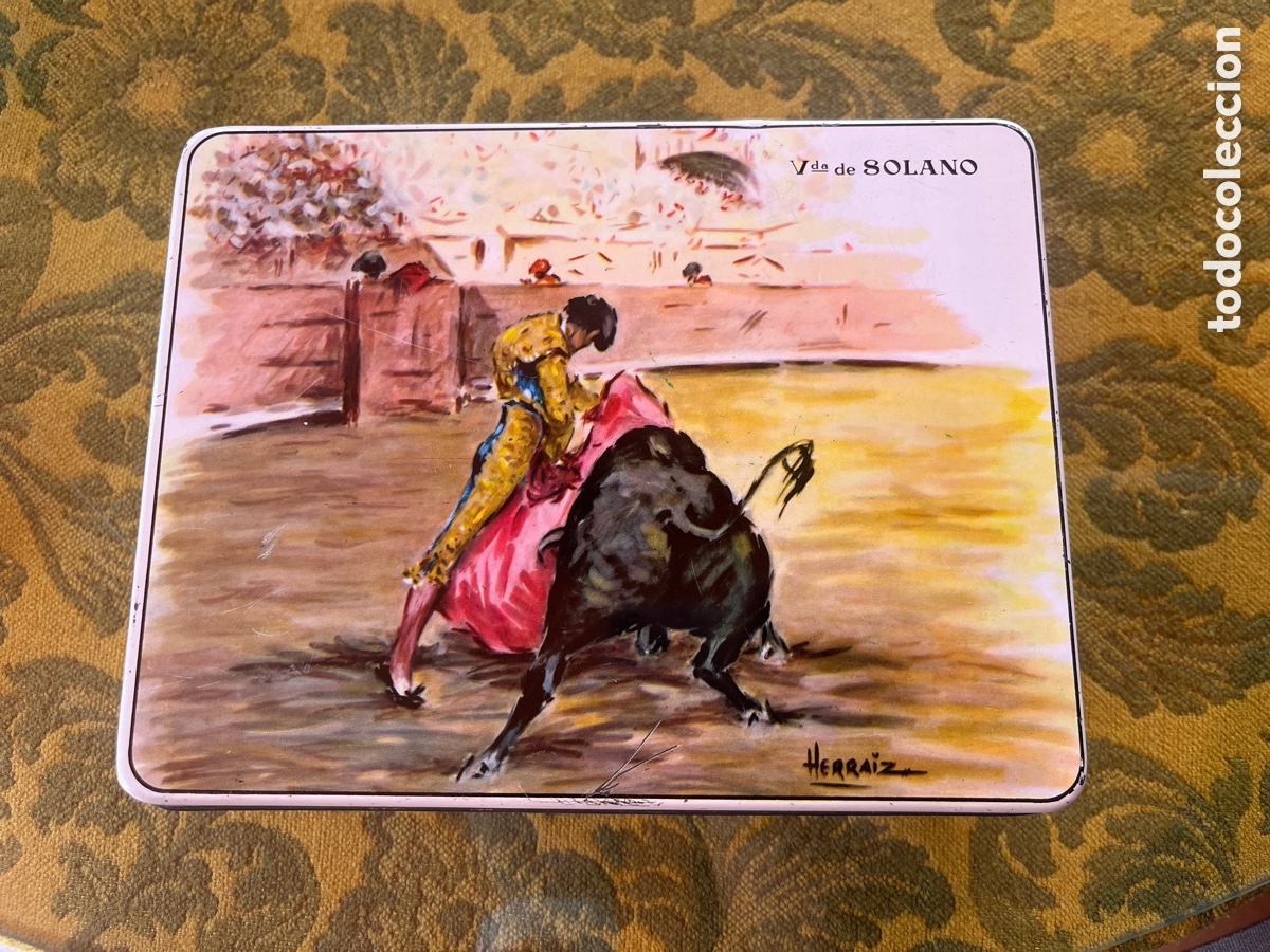Cajas y cajitas met&aacute;licas: Caja met&aacute;lica antigua Viuda de Solano &ndash; Toffee Nata &ndash; Logro&ntilde;o &ndash; Tauromaquia