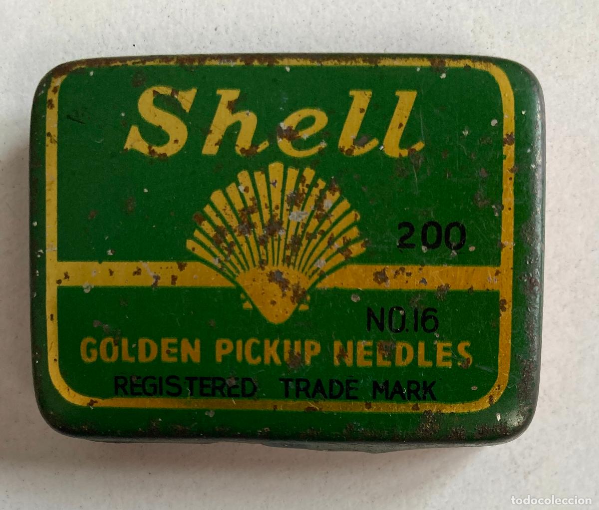 Cajas y cajitas met&aacute;licas: CAJA DE AGUJAS DE GRAMOFONO MARCA SHELL. CONTIENE AGUJAS.