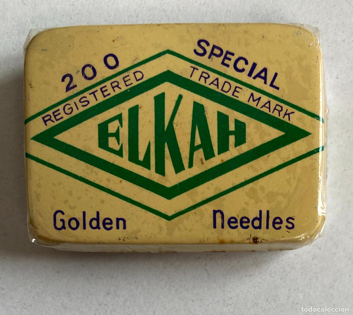 Cajas y cajitas met&aacute;licas: CAJA DE AGUJAS DE GRAMOFONO MARCA ELKAH. LLENA, PRECINTO ORIGINAL.