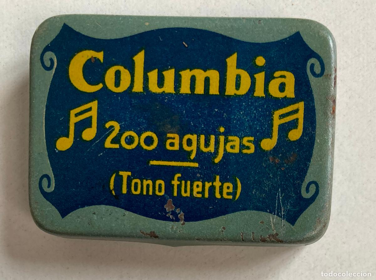 Cajas y cajitas met&aacute;licas: CAJA DE AGUJAS DE GRAMOFONO MARCA COLUMBIA TONO FUERTE. CONTIENE AGUJAS.