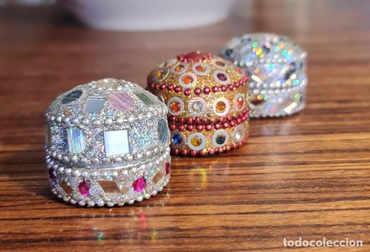 Cajas y cajitas met&aacute;licas: 3 Alhajeros / Mini Cajitas Joyero Artesanales de la India (Incrustaciones y Pedrer&iacute;a)