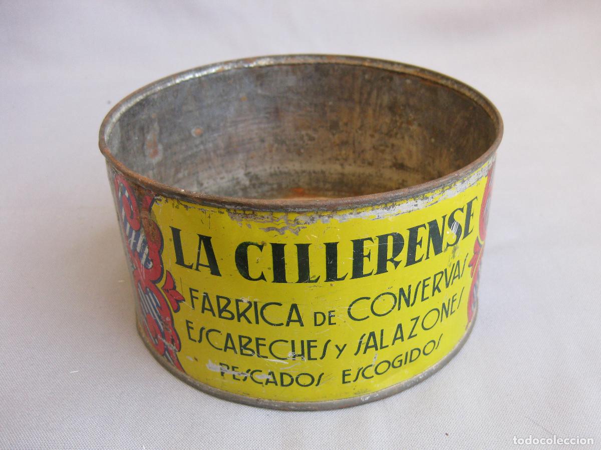 Cajas y cajitas met&aacute;licas: ANTIGUA LATA DE F&Aacute;BRICA DE CONSERVAS LA CILLERENSE. JOSE MAR&Iacute;A SANTOS. CILLERO. VIVERO. LUGO