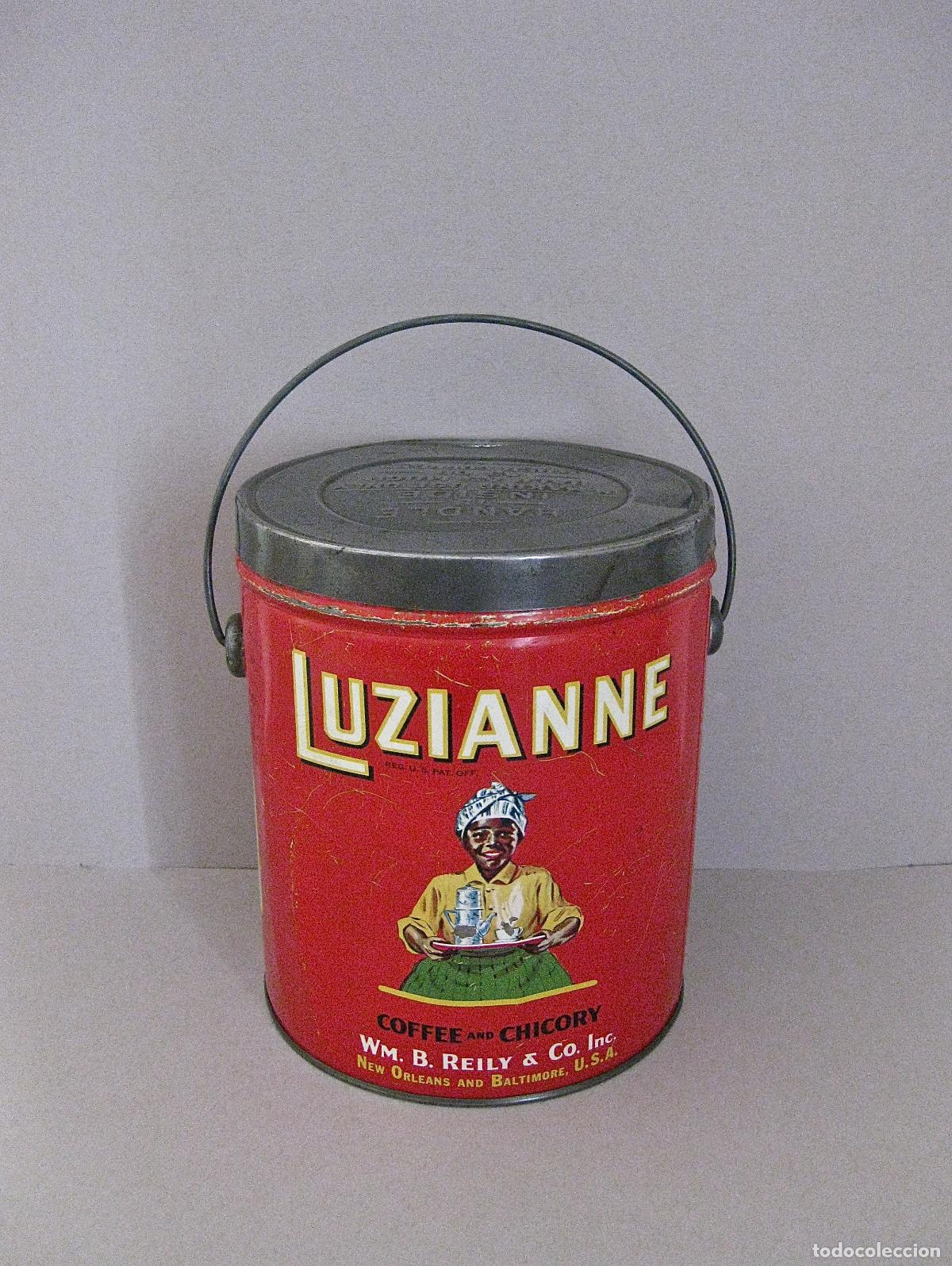 Cajas y cajitas met&aacute;licas: * LUZIANNE COFFE & CHICORY * LATA DE CAFE ORIGINAL DE EE. UU. * A&Ntilde;OS 30&ndash;40 * MUY BUEN ESTADO
