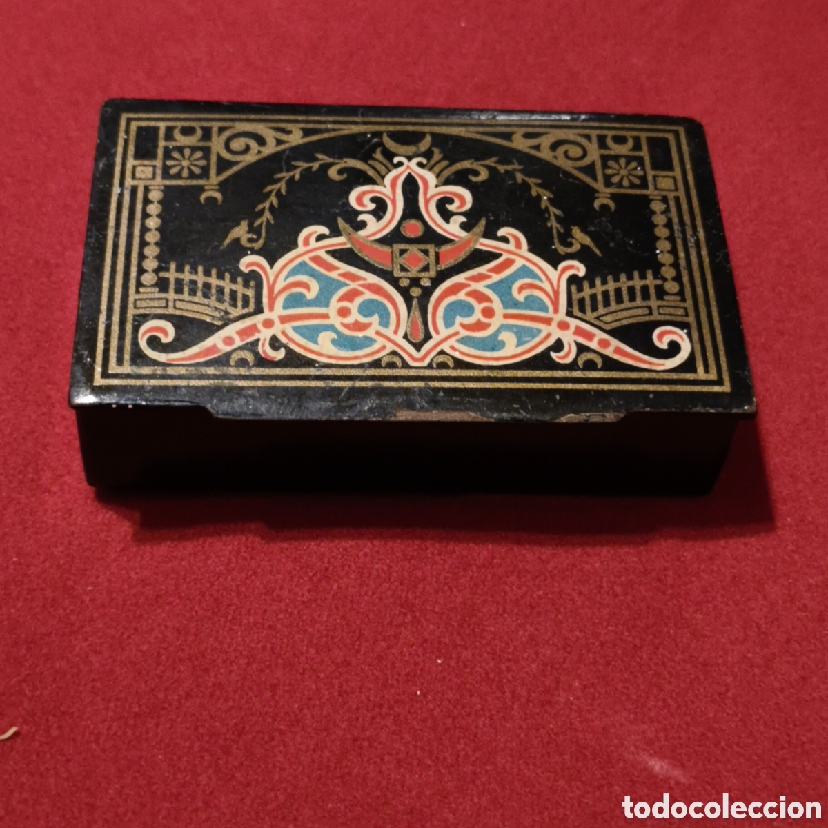 Cajas y cajitas met&aacute;licas: Antigua Cajita / Pitillera de Baquelita Negra &ndash; Decoraci&oacute;n Neo&aacute;rabe / Alhambresca (c. 1920-1930)