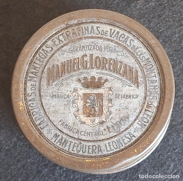Cajas y cajitas met&aacute;licas: (LA-260900)Lata de mantequilla leonesa MANUEL G.LORENZANA mantequera leche vaca monta&ntilde;as de Le&oacute;n