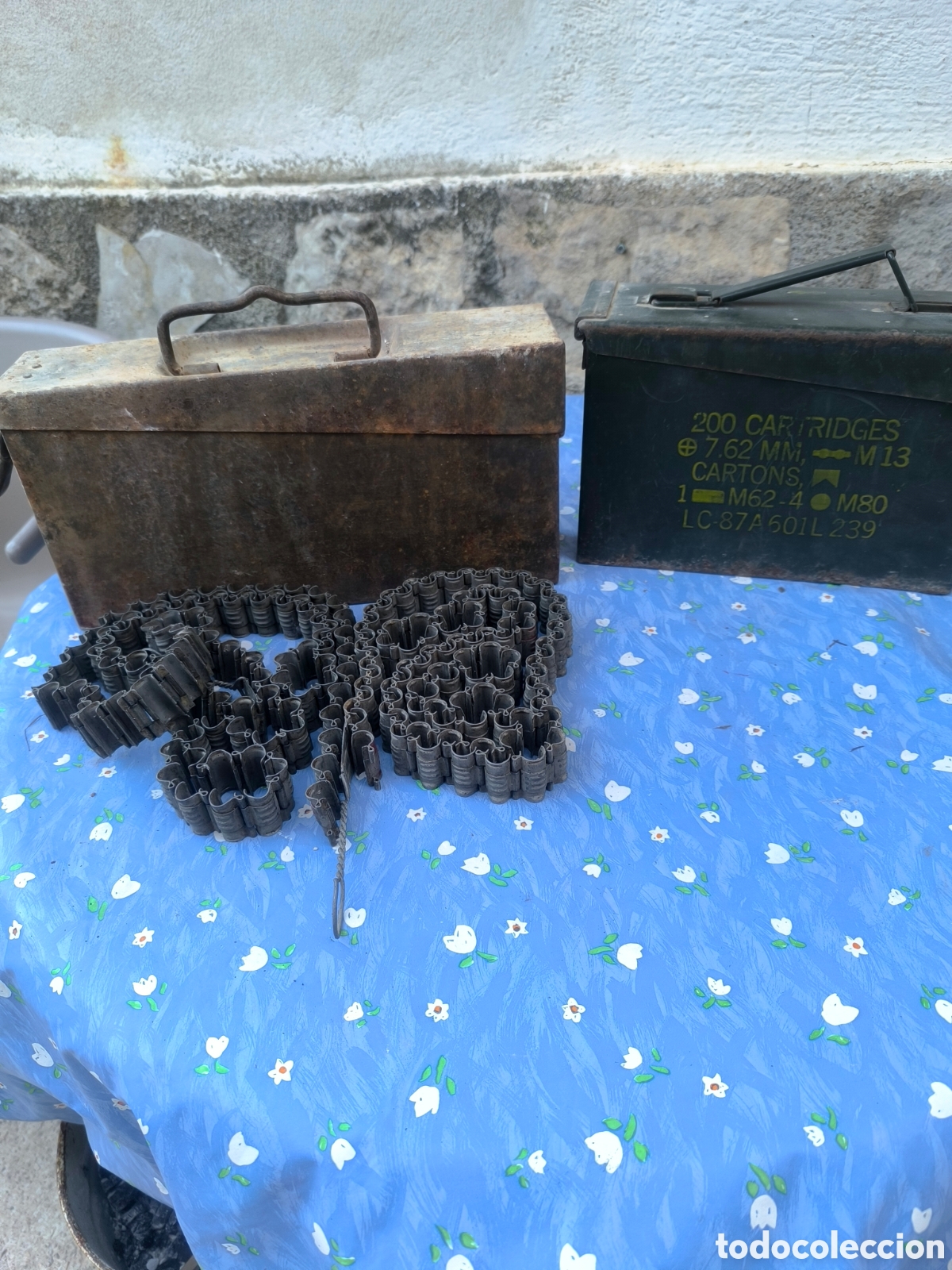 Cajas y cajitas met&aacute;licas: Lote Coleccionismo Militar - Caja ZB-37 Guerra Civil/II GM, Caja 7.62mm y 2 Cintas de 100