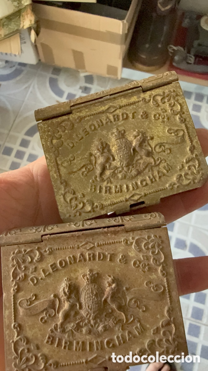 Cajas y cajitas met&aacute;licas: Preciosa pareja de 2 cajitas antiguas