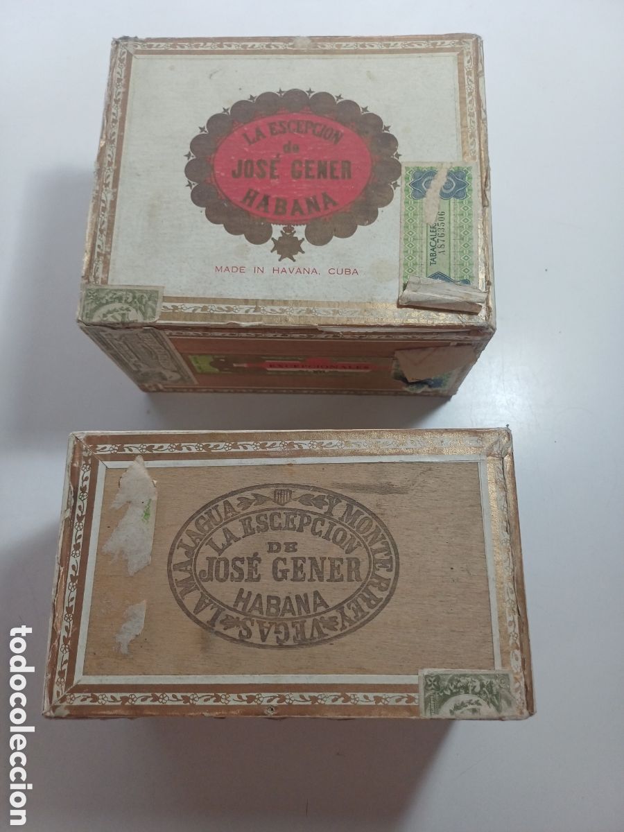 Casse e cassette metalliche: Lote 2 cajas de puros La escepci&oacute;n Jos&eacute; Gener Cuba la Habana