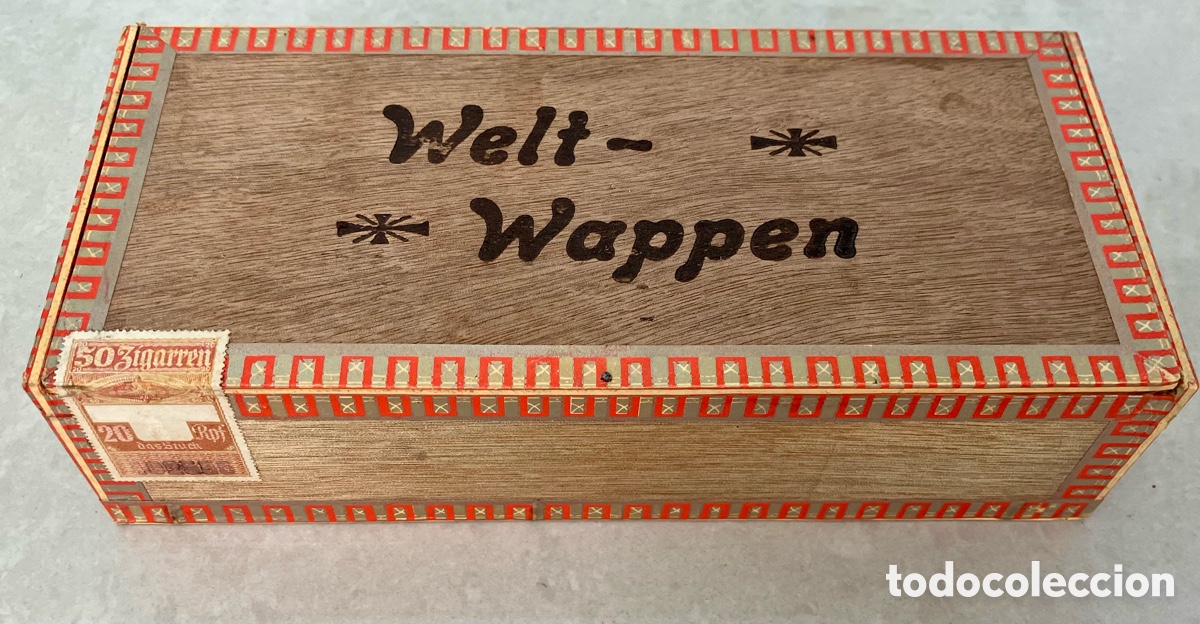 Cajas y cajitas met&aacute;licas: 1934-1941 Caja de cigarros 3. Reich &rdquo;Welt-Wappen&rdquo; - cerrado original de fabrica de tabacos